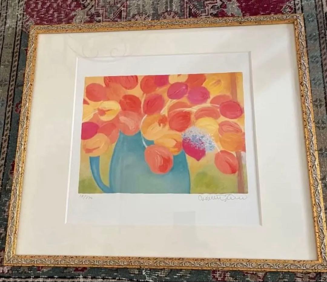 限定版画 47×55 ジニー・キム ジクレー サイン、ED、証明書 額入り 黄色