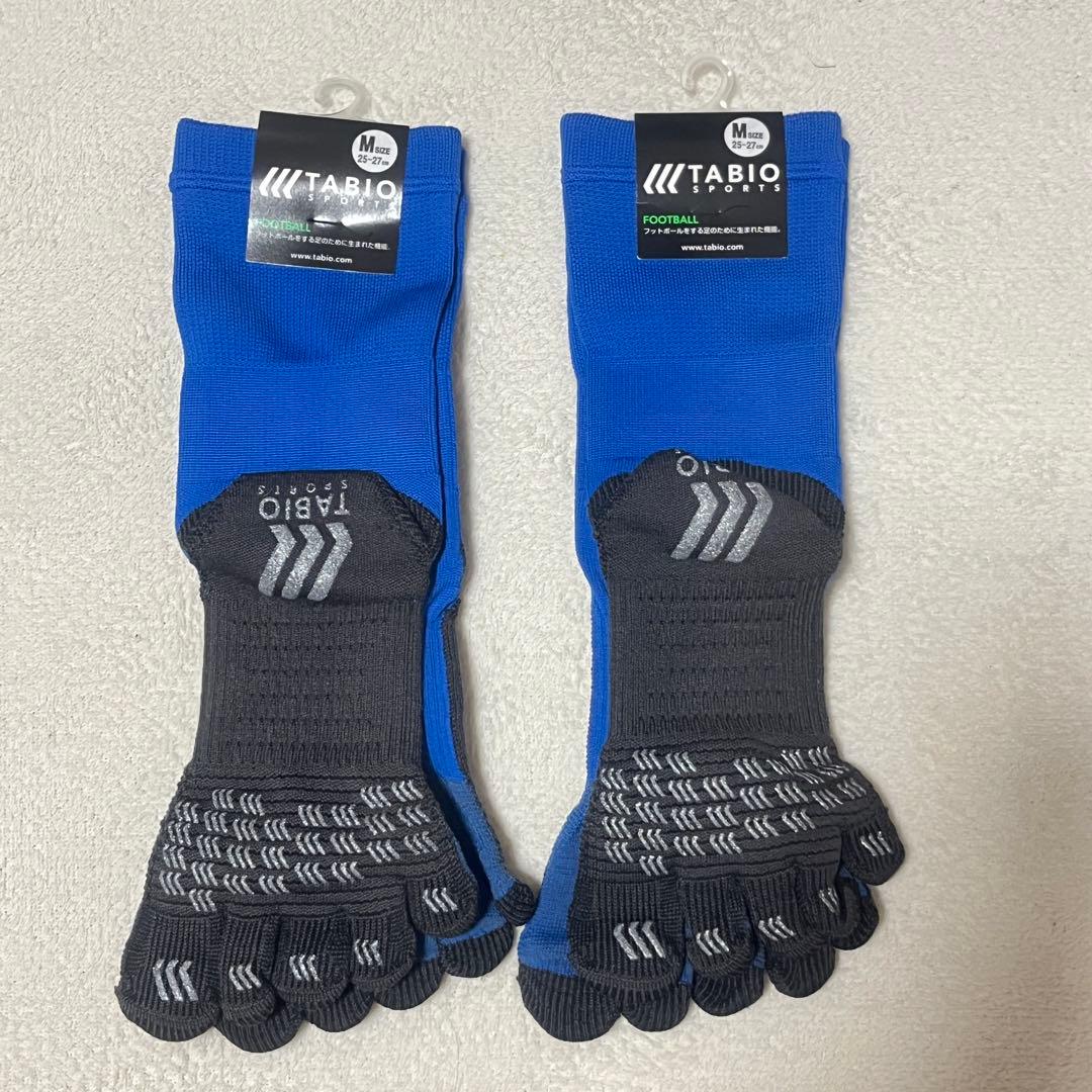 タビオ フットボール 5本指ソックスM 25〜27センチ ブルー 2セット