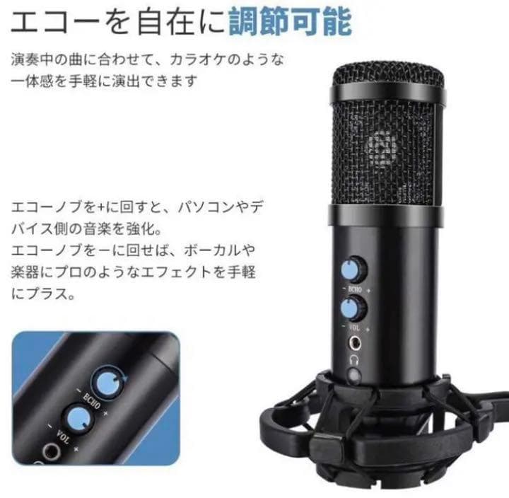 プロ収録を自宅で❣エコー調整自由自在♪❤プロフェッショナルコンデンサーマイク