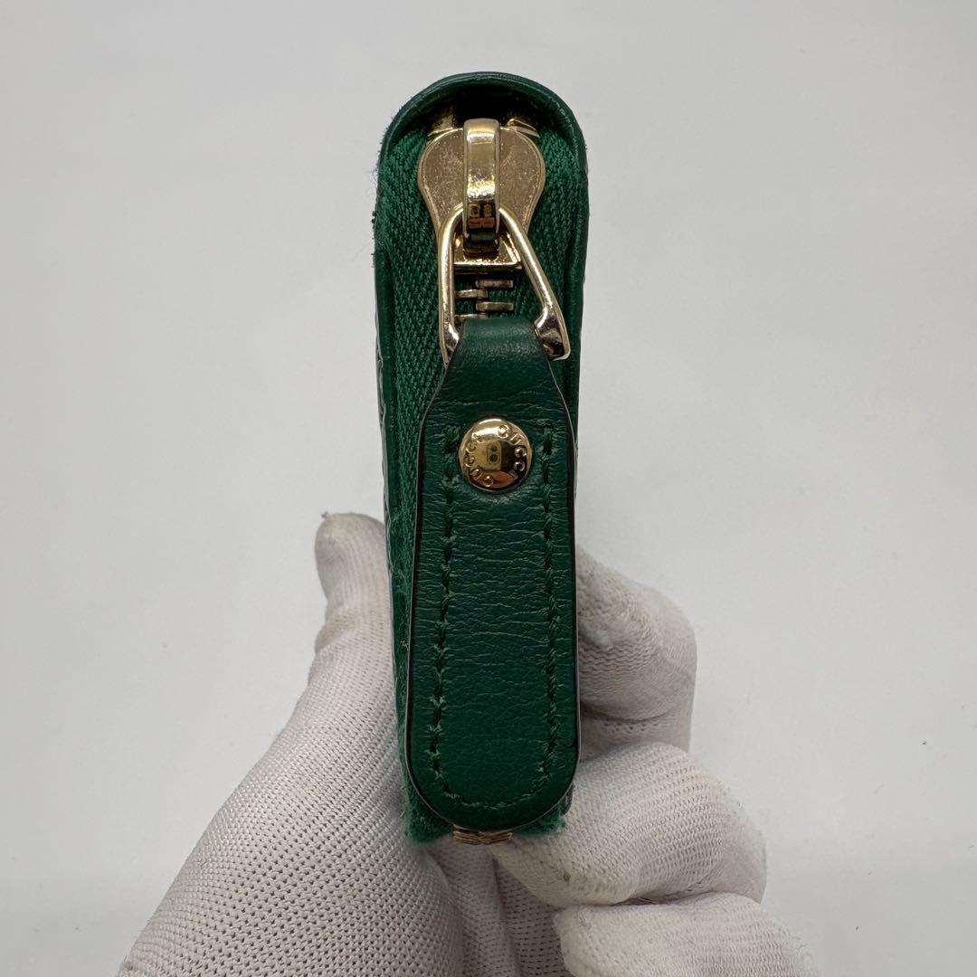 【極美品】グッチ マイクログッチシマ ケース レザー グリーン レディース