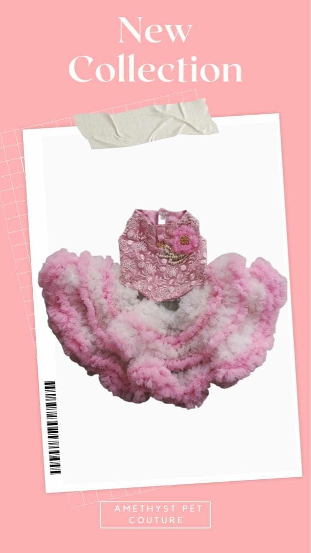 Amethyst Pet Coutureフリルドレス ピンク