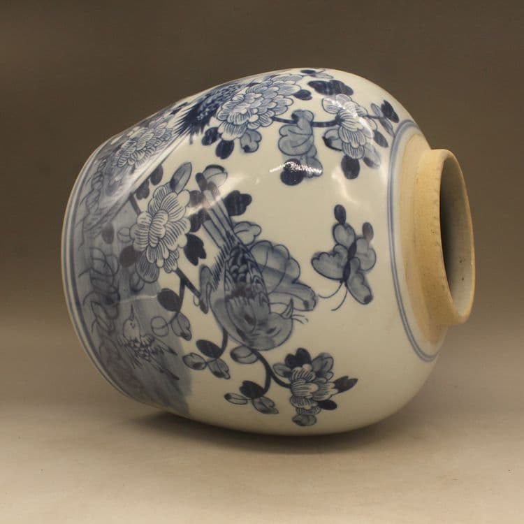 清光緒鯖牡丹花蓋缶 景徳鎮 陶磁器 装飾品 現代工芸品 美術品 置物