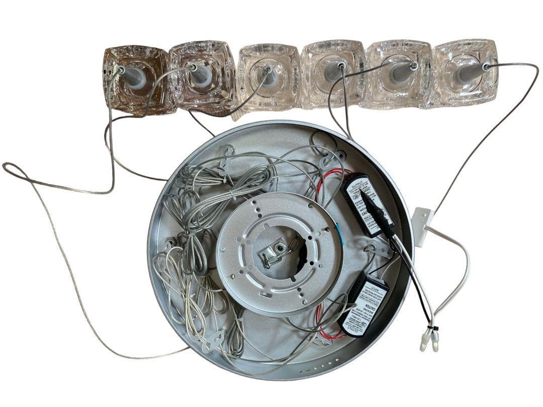 希少】キシマ 6灯 ペンダントライト ハロゲンランプ ガラス製