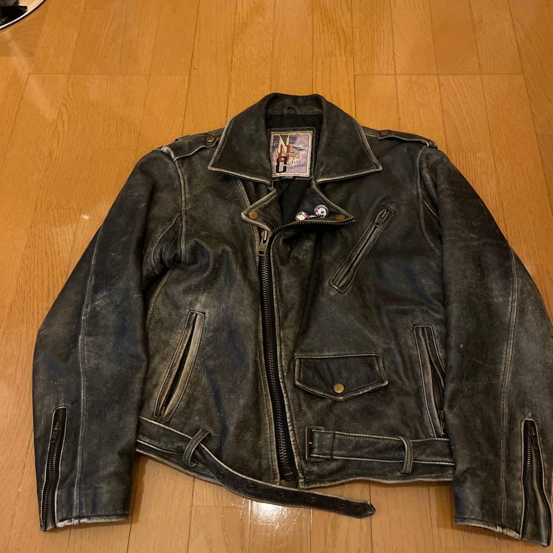 激渋美品)ヴィンテージ本革ダブルライダースジャケット アメカジ 激渋