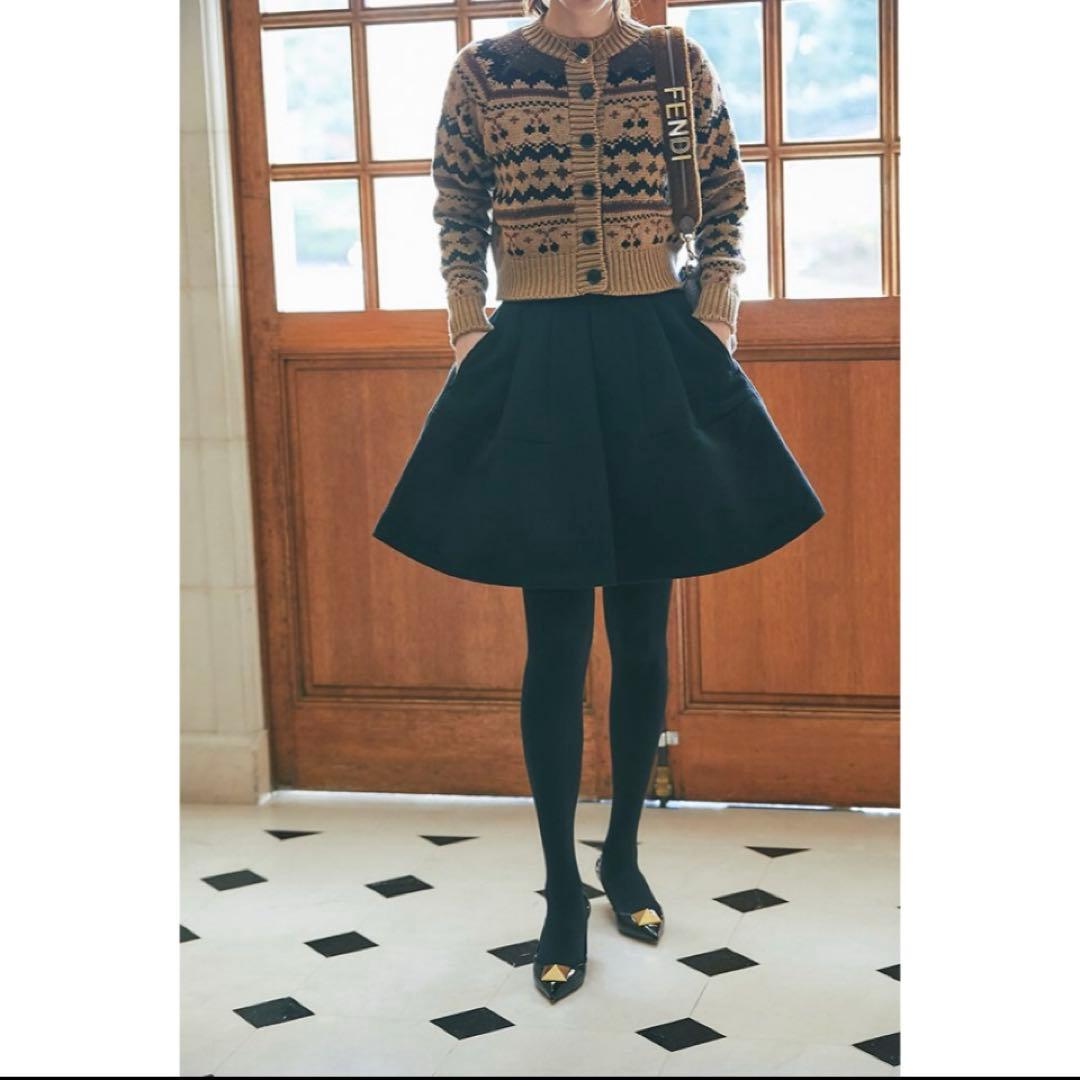 SEVEN TEN セブンテン ハイウエストフレアキュロット(ブラック)