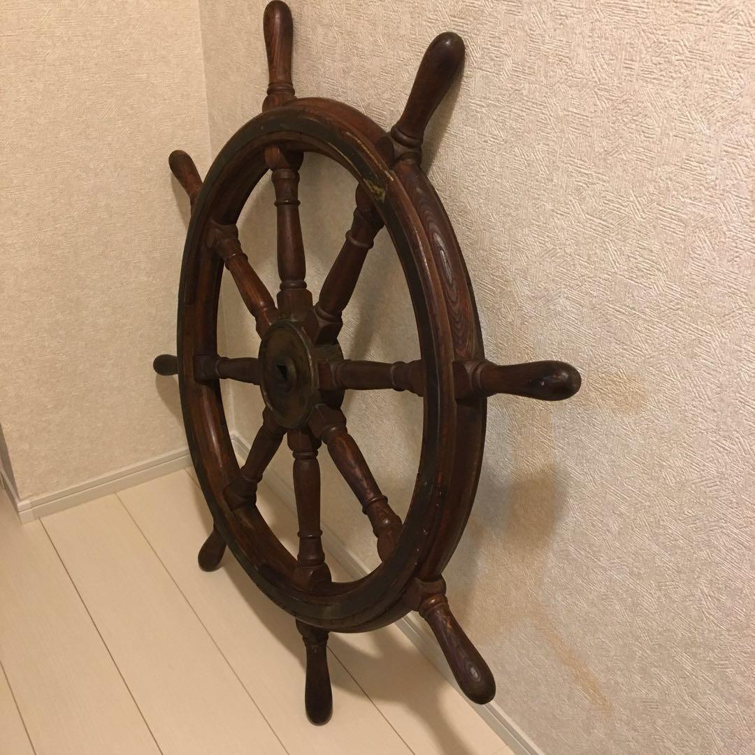 アンティーク船の舵 EBK14 船舵 操舵輪 ハンドル オブジェ
