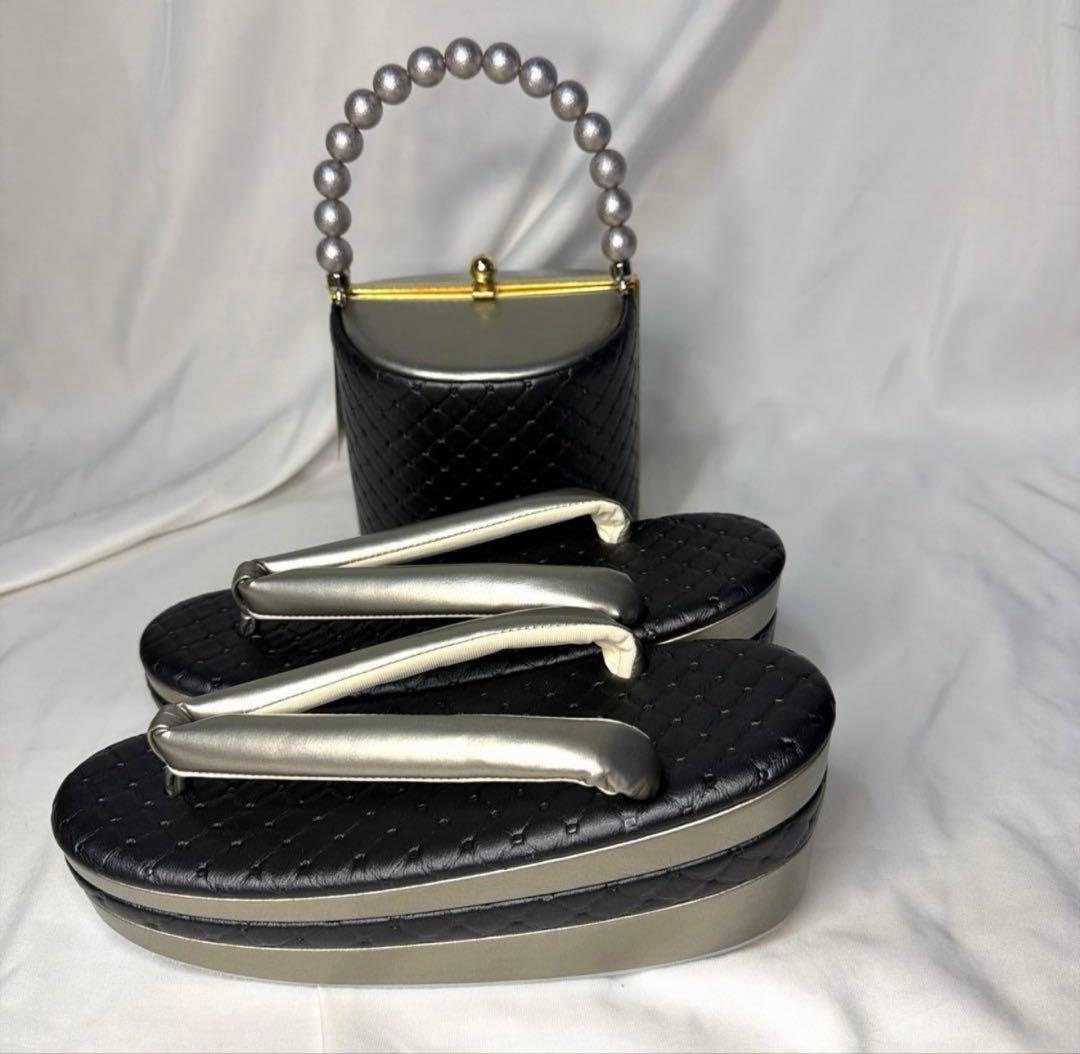 新品　草履　バッグ　セット　黒　2026年秋冬新作モデル　振袖用　フリーサイズ