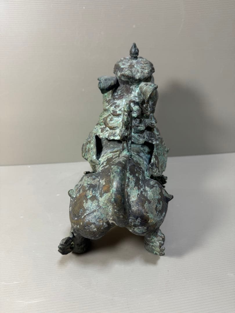 2217 古銅 青銅器 獅子 尊 饕餮紋 唐物 時代物