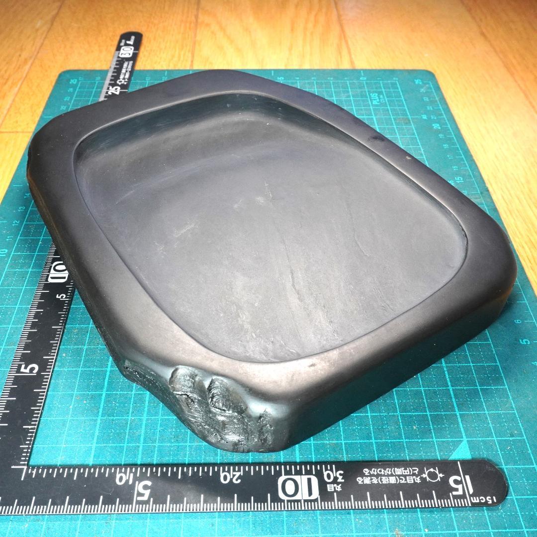 書道具 栄寿堂硯本舗 山下芳石作 雨畑硯 共箱 C R8786