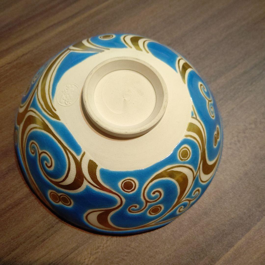 京焼　清水焼　新品未使用　抹茶茶碗　平茶碗　茶道　夏茶碗　波