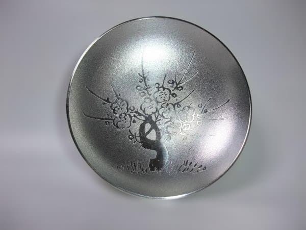 漆塗り三段重ね膳 桜模様三ッ盃 本錫 錫半 三ッ盃 天然木 本漆器 盃台