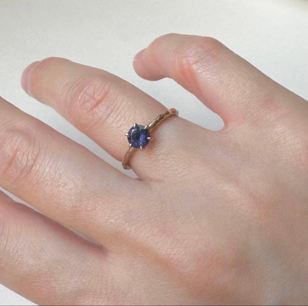 K10YG 4℃ #9 イエローゴールド　上品　シンプル アイオライト