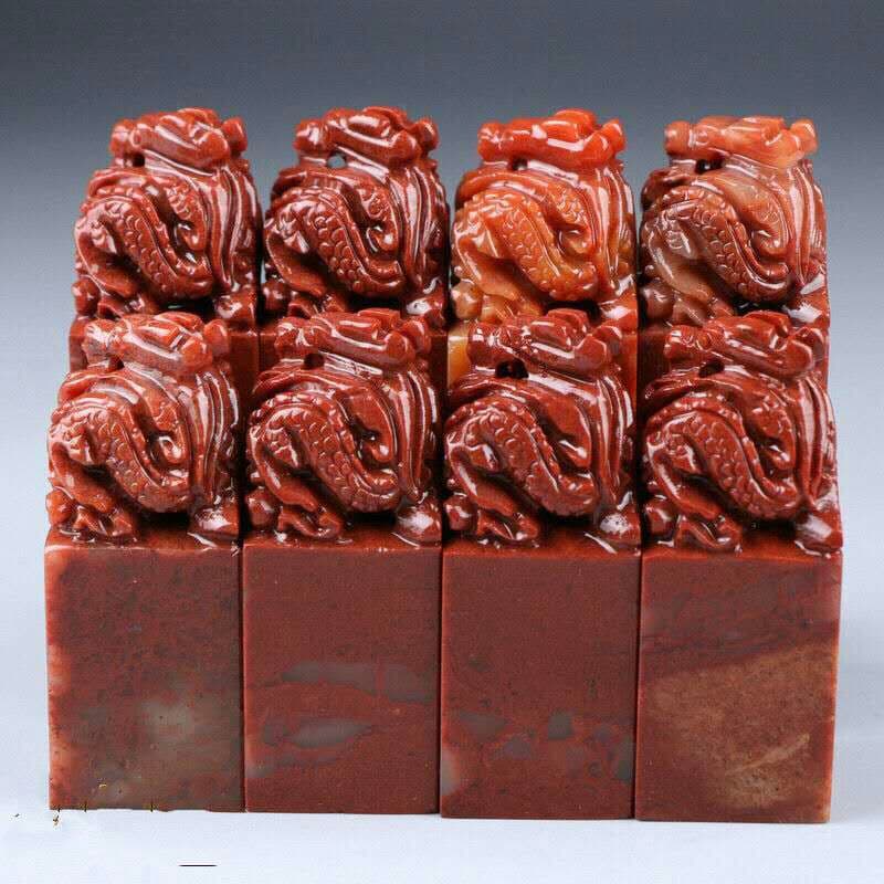 希少鶏血石 印章 印材 篆刻 石印材 【2枚】