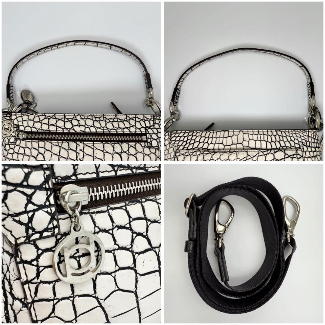 美品 ボーグラン クロコダイル 目地染め ハンドバッグ ショルダー JRA認定