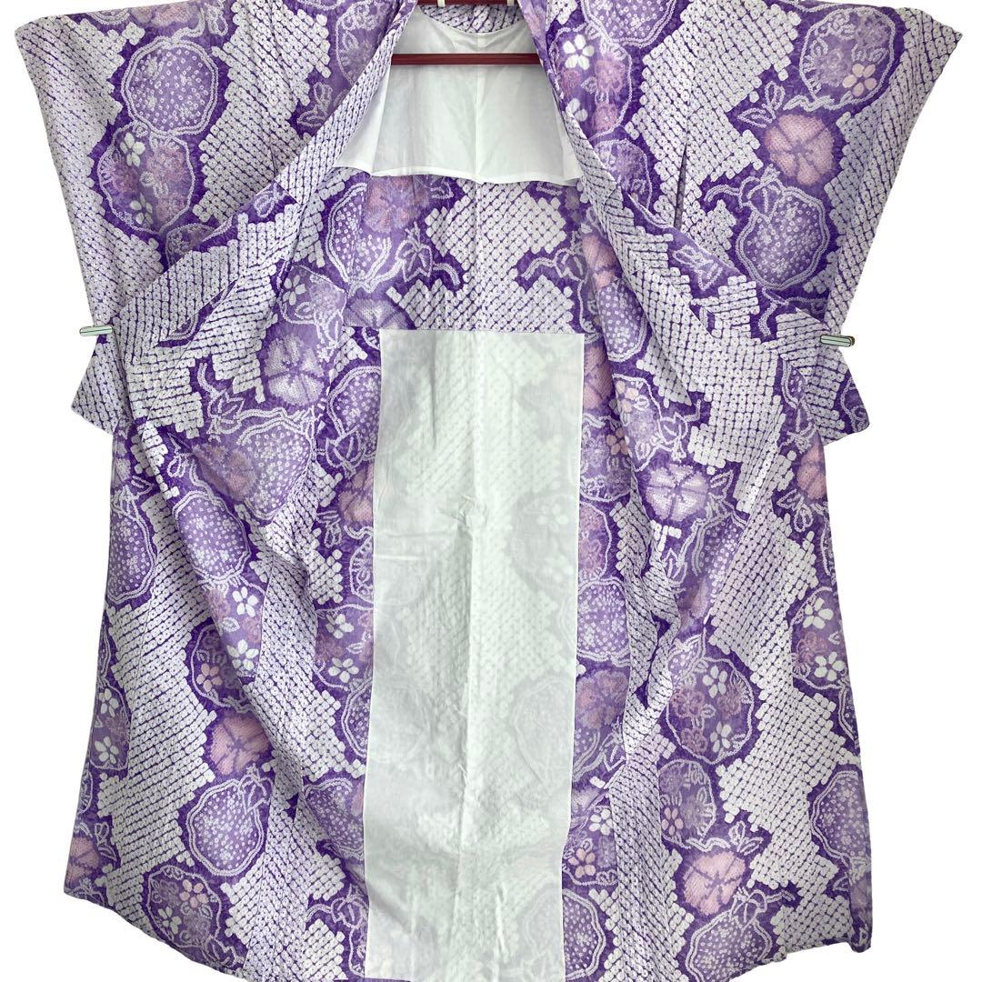 朝顔　紫色　果実　有松絞り　絞り染め　絞り浴衣　浴衣　NO44