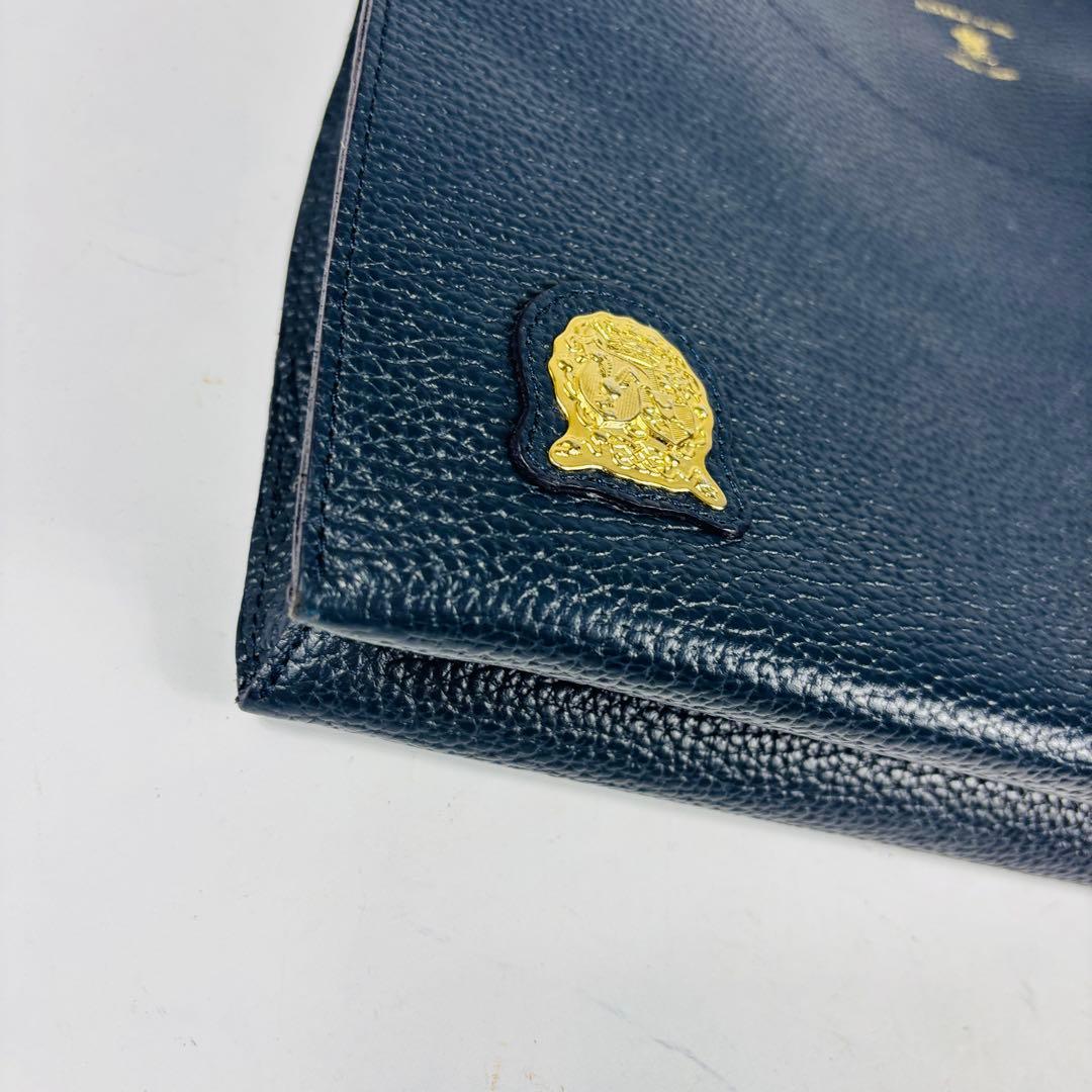 美品　ADMJ 　ポーチ付　ワンショルダーバッグ　ネイビー　ゴールド金具　日本製