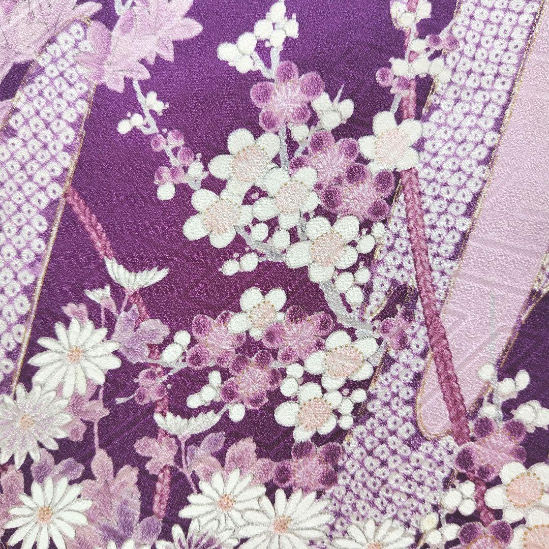 振袖フルセット(8点)・成人式・金彩加工・くすみ・源氏車花・やまと誂製・