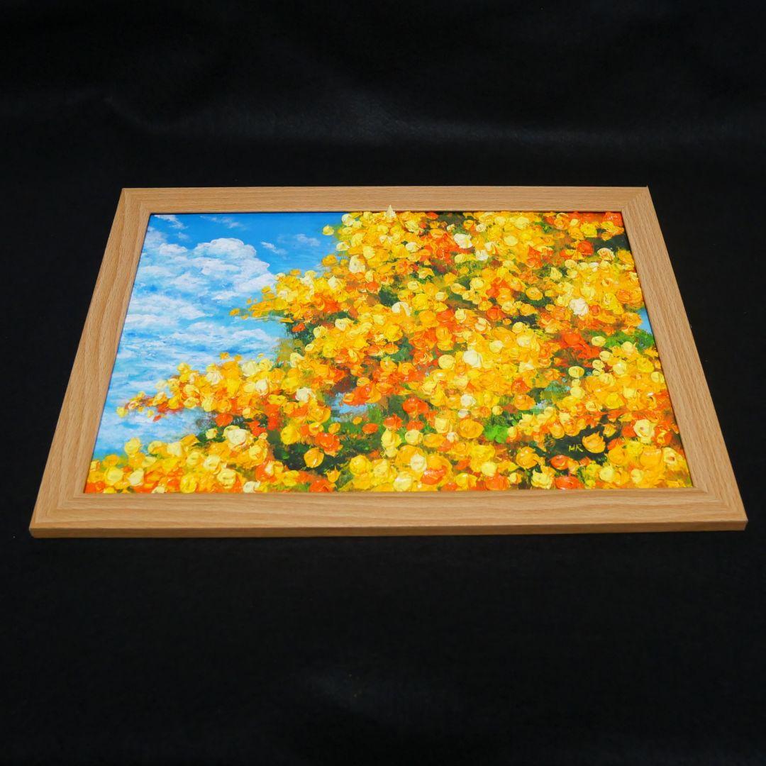 油絵 油彩 油彩画 絵 絵画　【青空のミモザ】