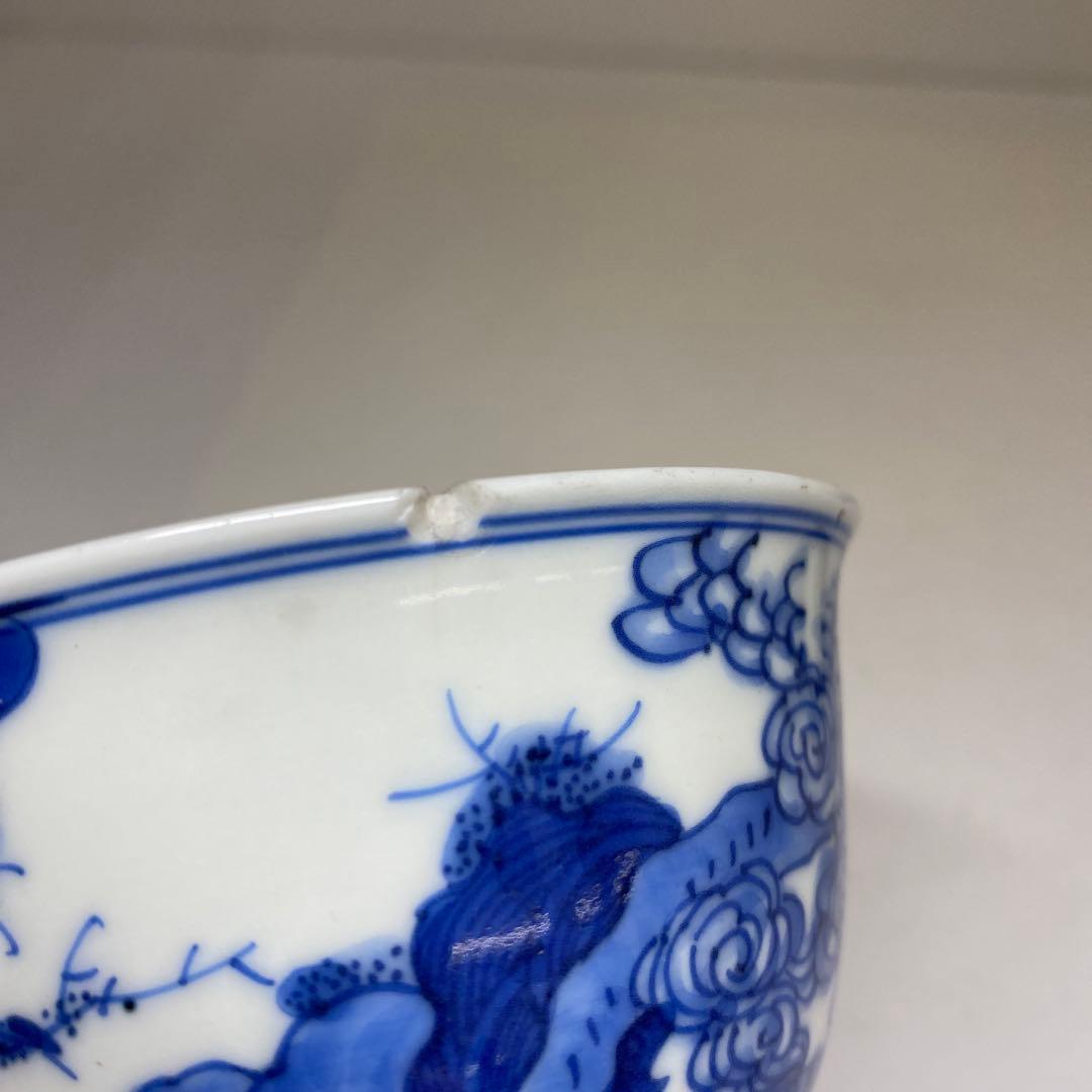 中国古玩大明嘉靖年製青花汲出碗5客径約10.5㎝東Y7-0404③トヒチサ