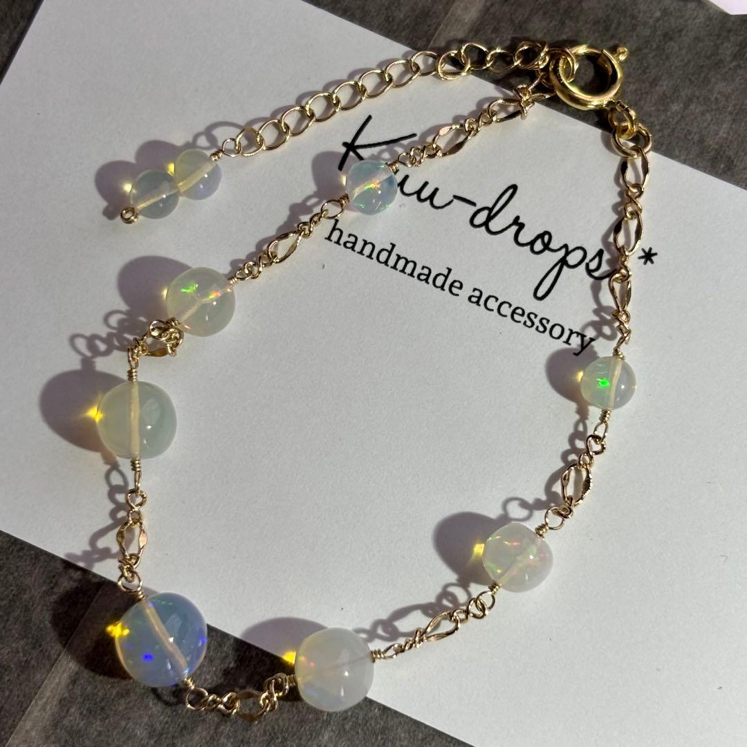 【桃色の雲】エチオピア産オパール丸玉✴︎14kgfブレスレットB141他