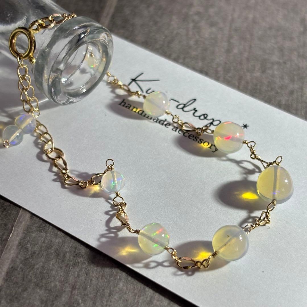 【桃色の雲】エチオピア産オパール丸玉✴︎14kgfブレスレットB141他