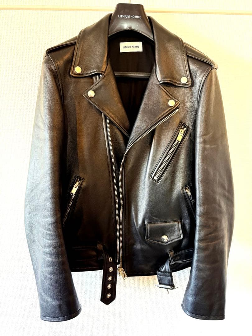 LITHIUM homme ラムレザーダブルライダースジャケット 黒 - メルカリ