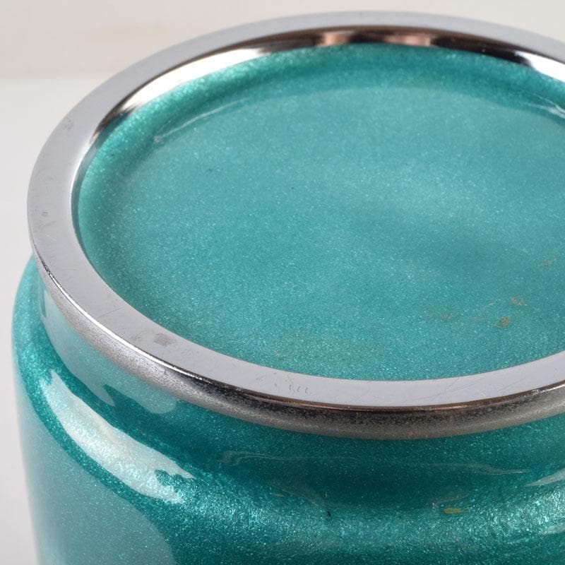 七宝焼 青釉 菖蒲文 筒瓶 花瓶 V 9134 七宝焼 青釉 菖蒲文 筒