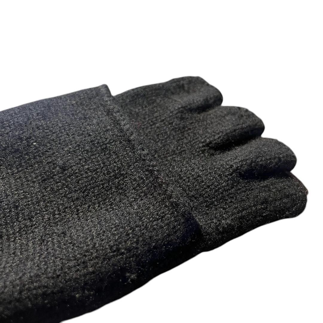 現行品 カシミヤ100% HERMES 《リオネル》 グローブ レザー 黒 M