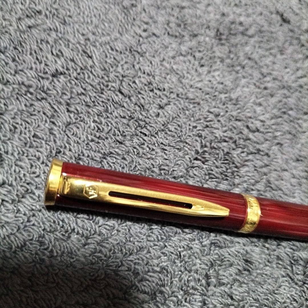 18K WATERMAN 赤い樹脂製万年筆 金色装飾