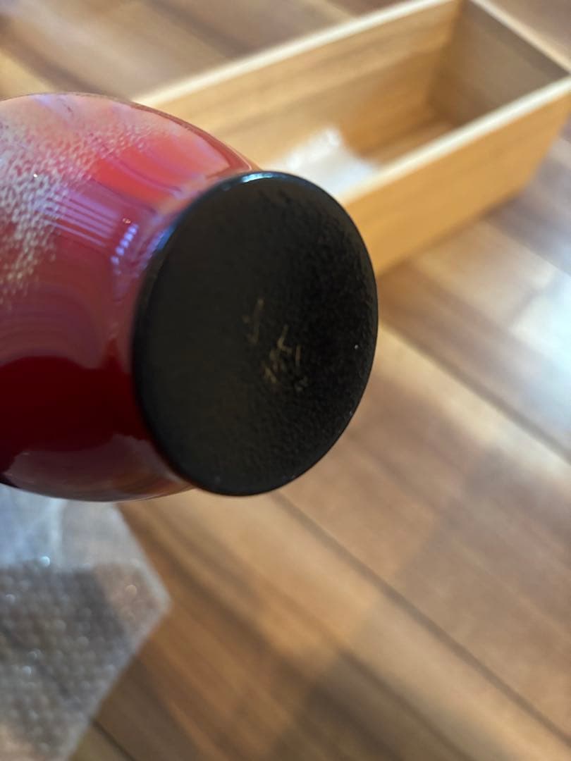 輪島塗　漆器 花瓶 黒と赤のグラデーション