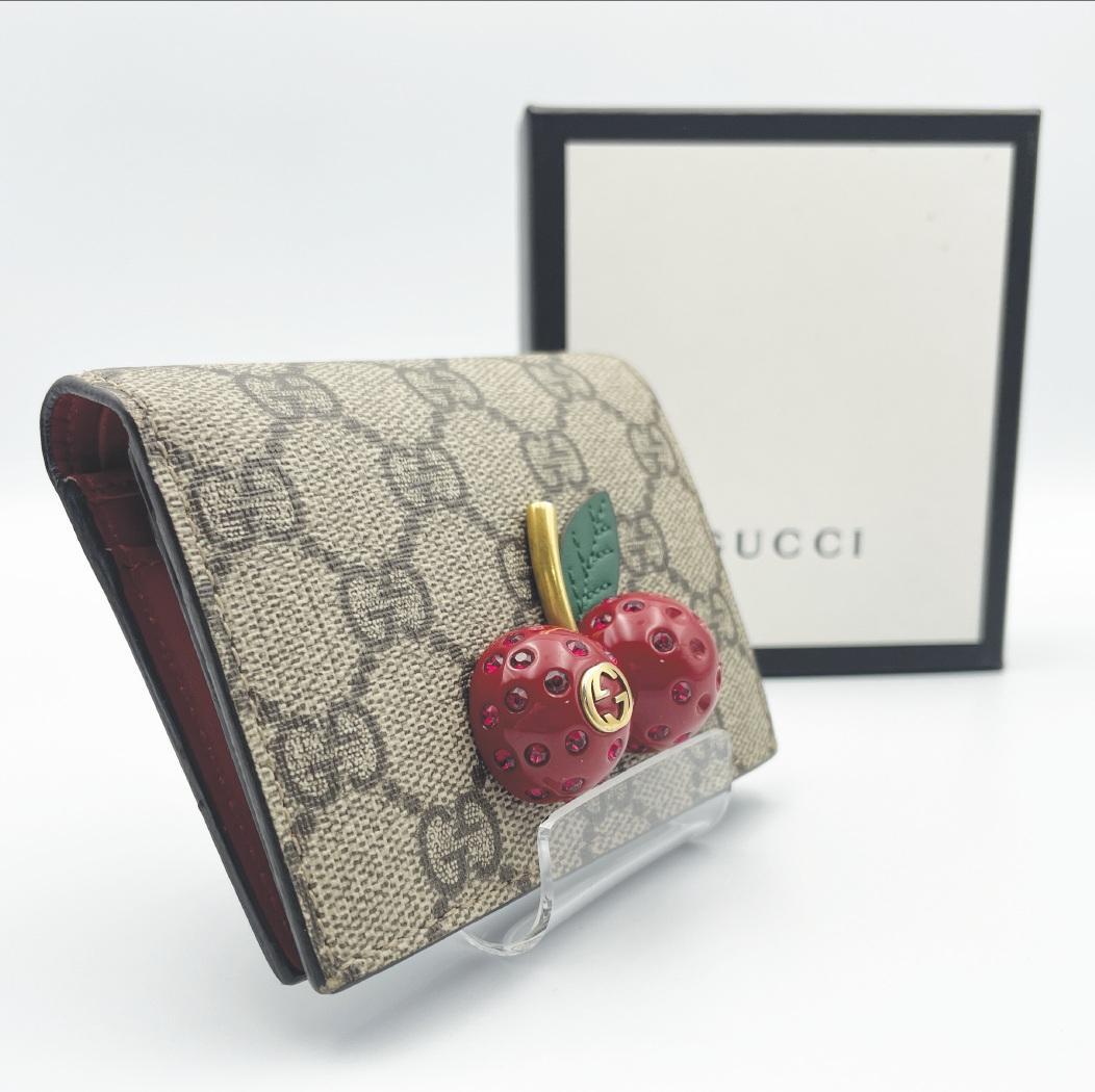 【GUCCI（グッチ）】さくらんぼ 財布 GGスプリーム コンパクト