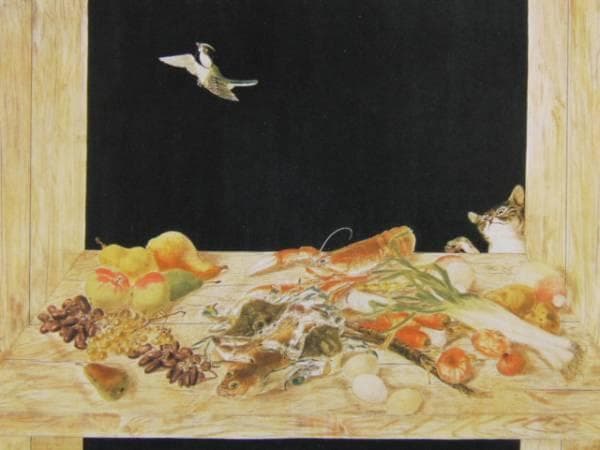 藤田嗣治、「Nature morte et un chat」、希少画集の額装画