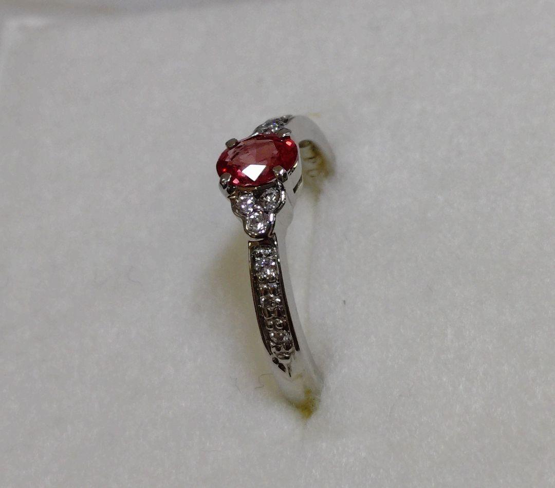 パパラチアサファイア　非加熱　リング　プラチナ　１１号　オーバル