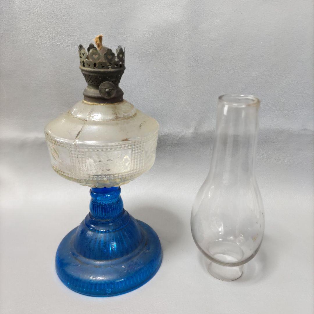 大正硝子 オイルランプ ブルー D605