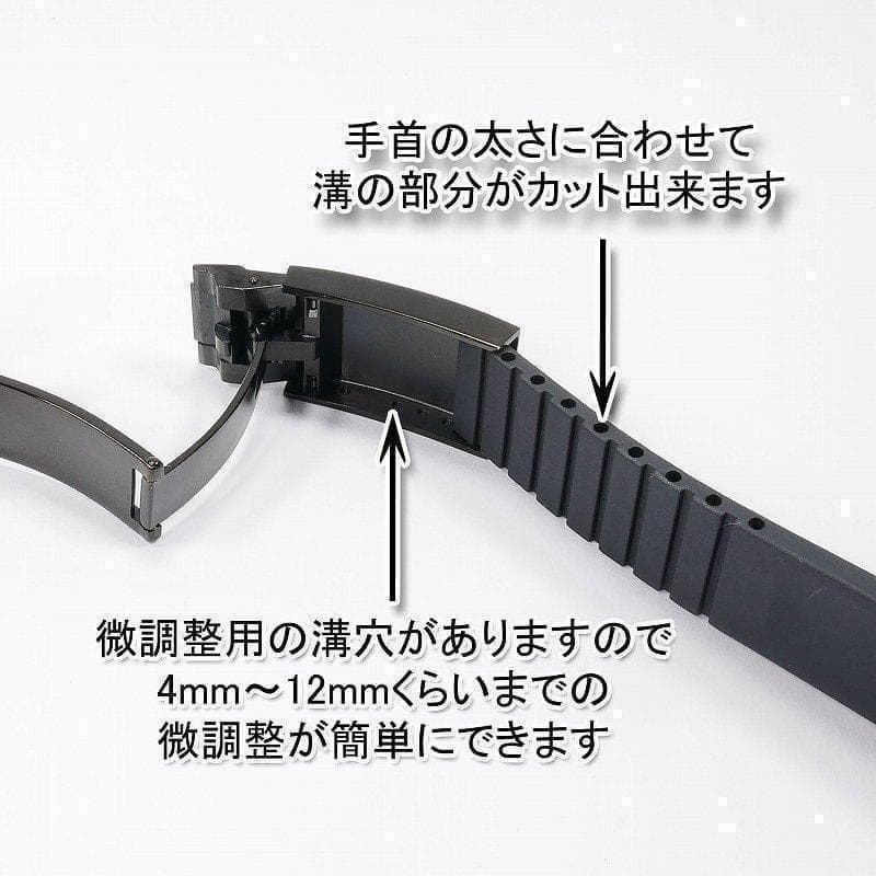 【4点セット】ロレックス用 互換ラバーベルト バックル付き 20mm