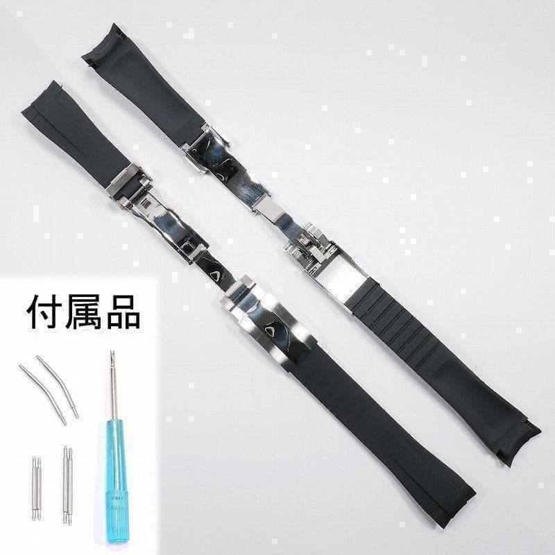 【4点セット】ロレックス用 互換ラバーベルト バックル付き 20mm