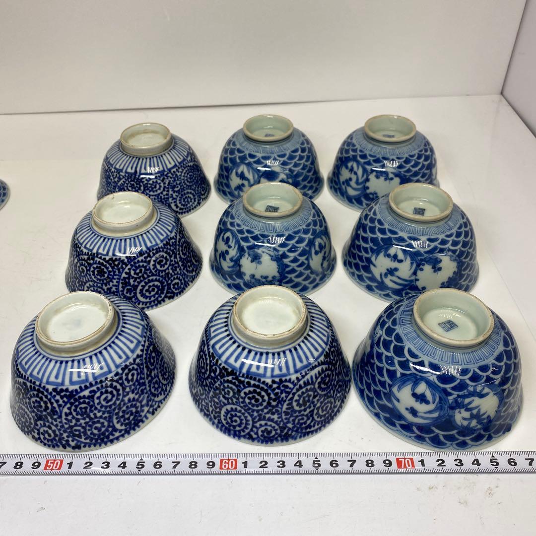 古伊万里 染付蓋茶碗 9客 w10.5cm 東キ7-1120① Yahoo!オークション -