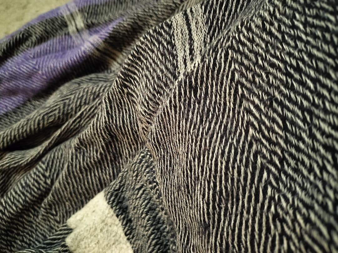 試着のみ＊タマキニイメ＊ウール＆コットン紺紫グレー系サルエルロング