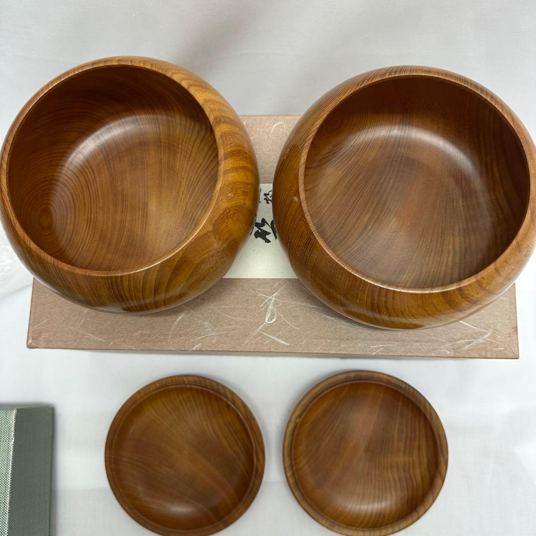 未使用 日向特製 本蛤碁石 33号 美栄 木製碁笥