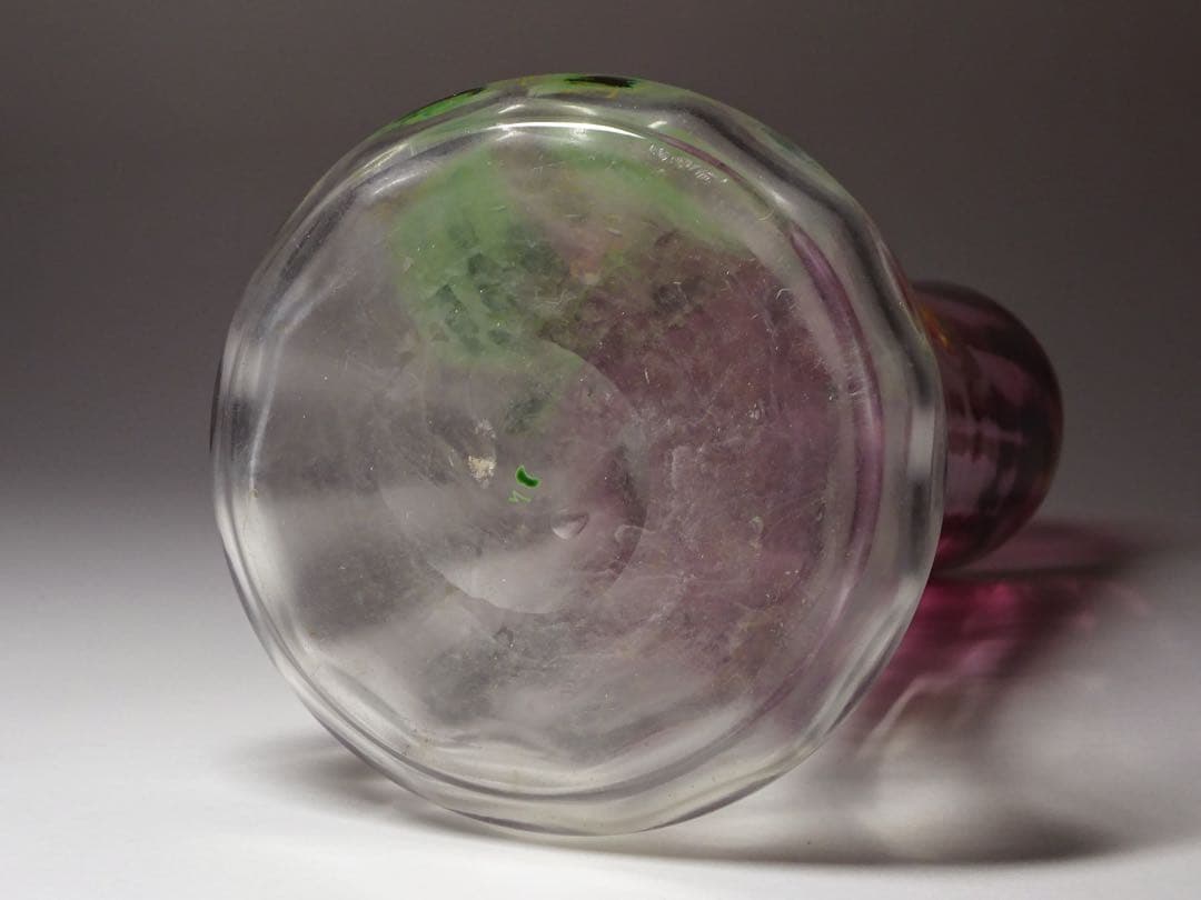 20世紀初頭 フランスアンティーク 金赤ガラス エナメル・金彩スミレ図