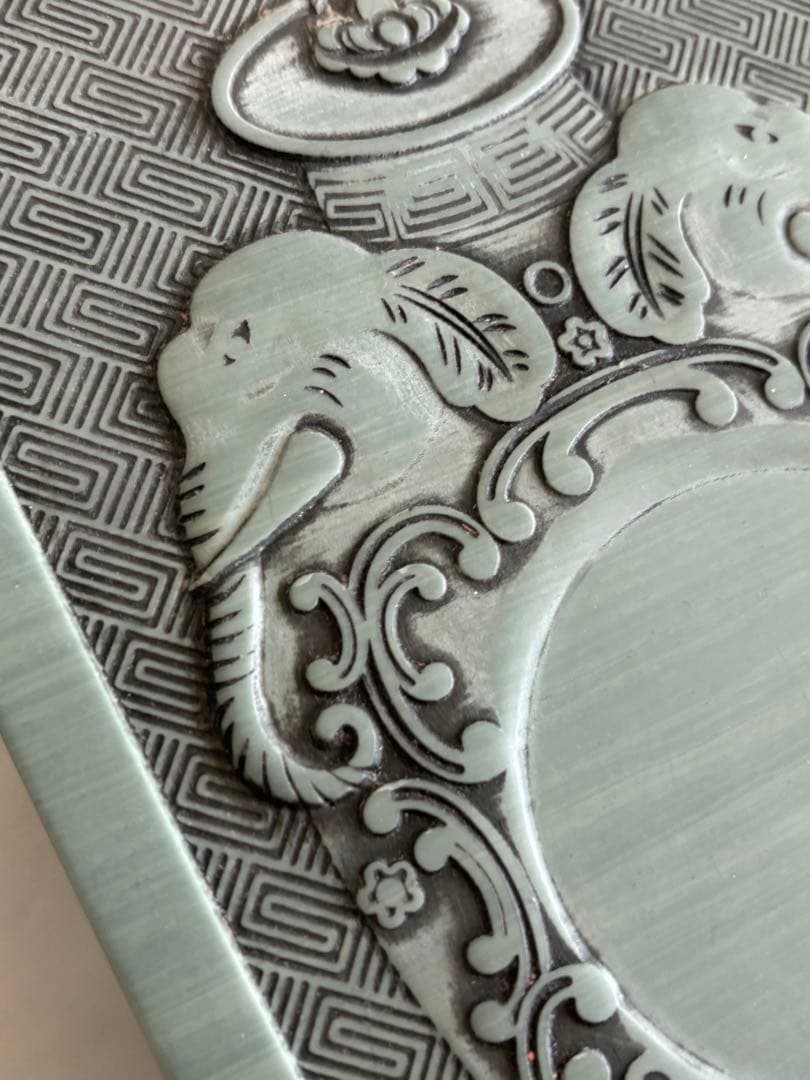 清康熙 雙象耳寶瓶 特大 清代 古硯 彫 紋 古硯