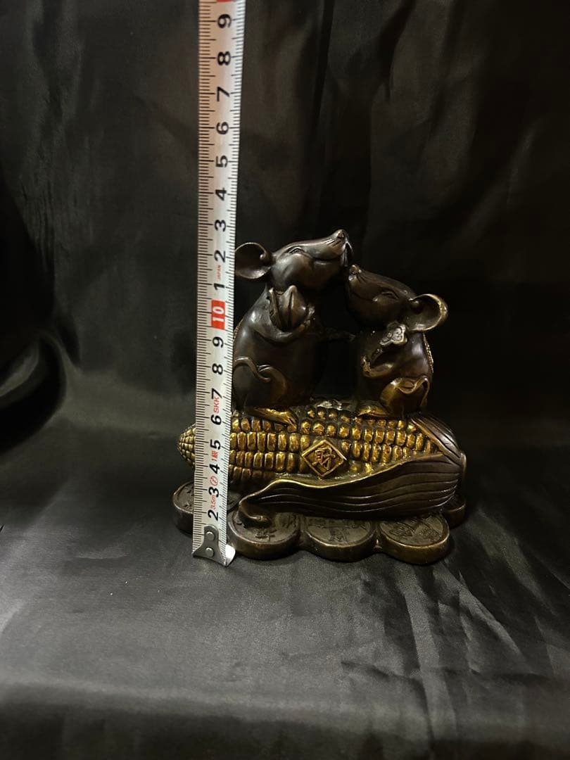 ブロンズ製 ネズミの彫刻 豊穣の象徴 財運 富 繁栄