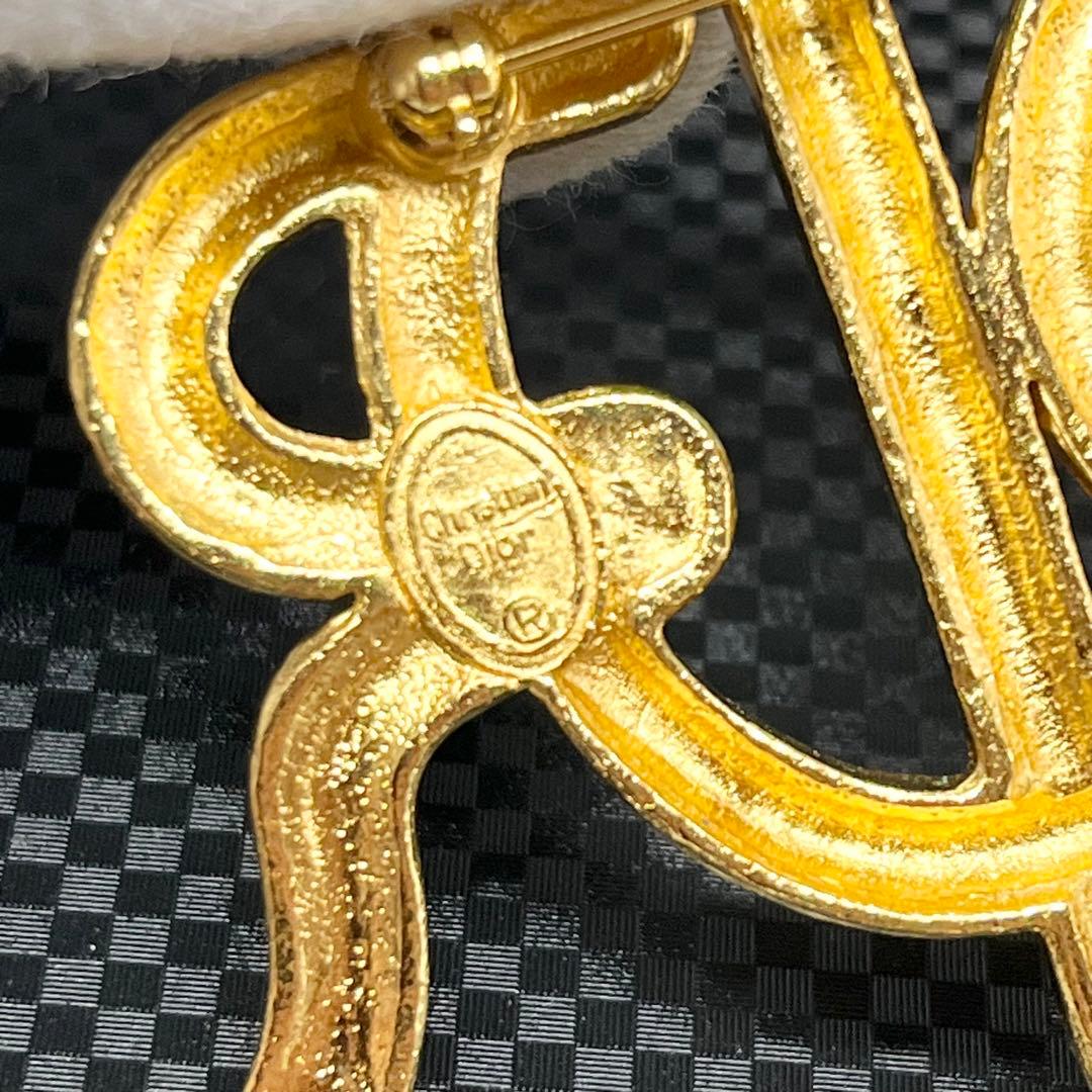 極美品】 Christian Dior ブローチ ロゴ ラインストーン クリスチャン