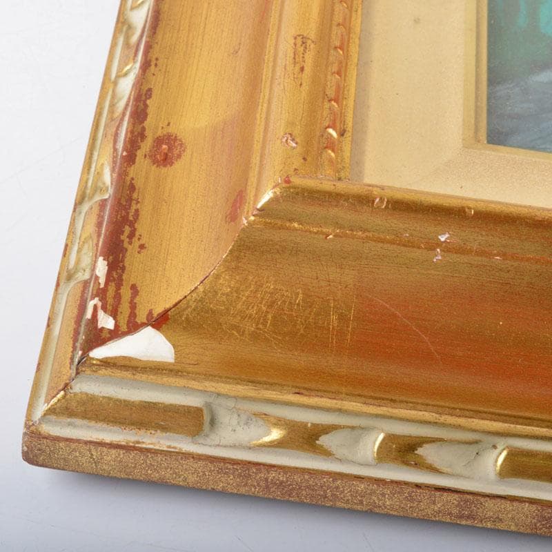 洋画家 藤森悠二作 油絵 F4号 「リコスティック小路」 額装 V R4704B