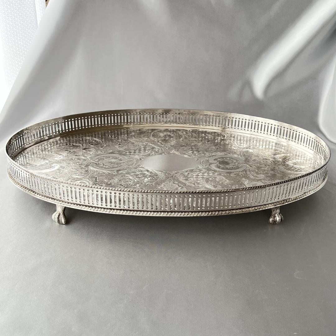 【英国】 ギャラリートレー オーバル型 40cm クロウフット