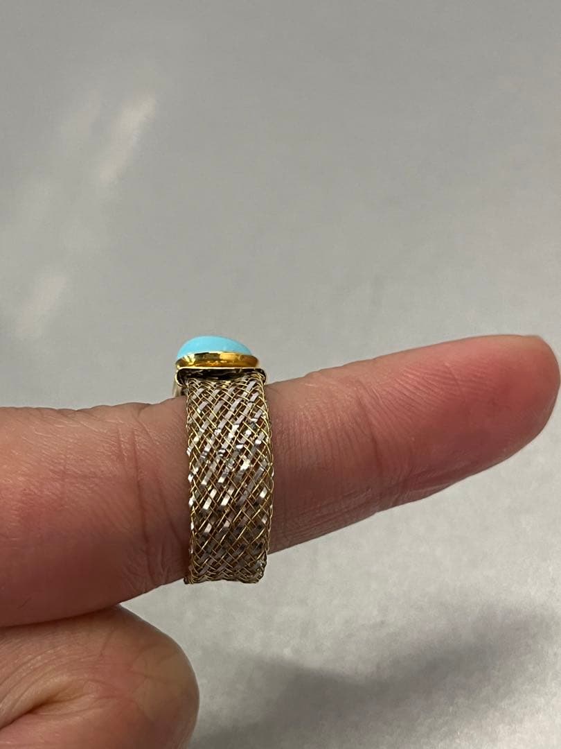 ITALY トルコ石 750 指輪　サイズ16