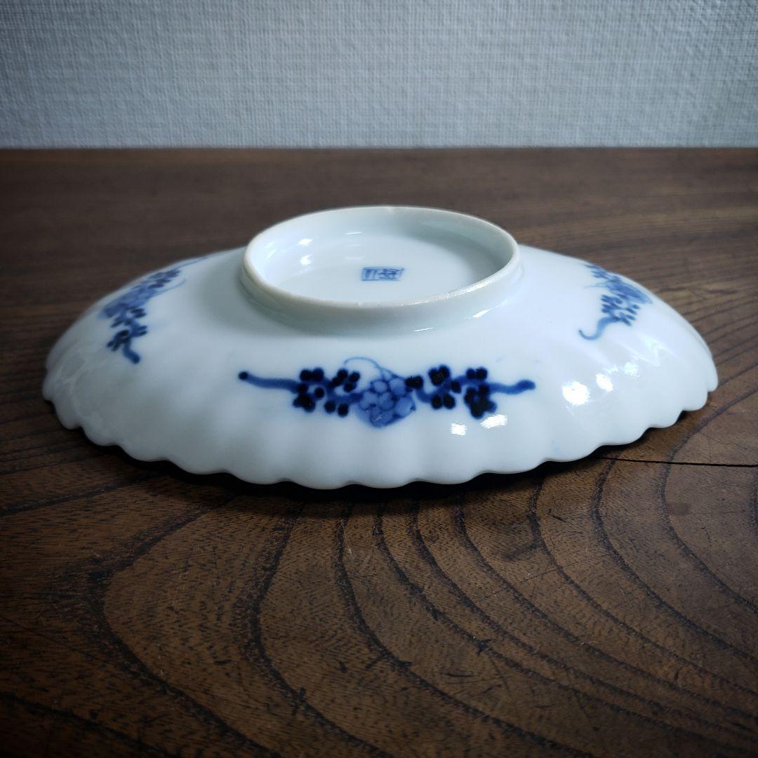 染付 舟形皿 変形皿 角福 古伊万里 牡丹唐草 唐花文 花弁縁
