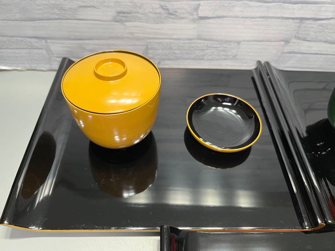 輪島塗 おしるこ椀 吸物椀 小皿 盆 八寸 5客セット 薄手 ポップな色