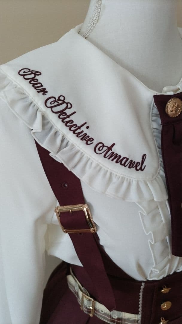 No.2866_アマベル_ボルドーくまちゃん刺繍裏地チェック3点セット