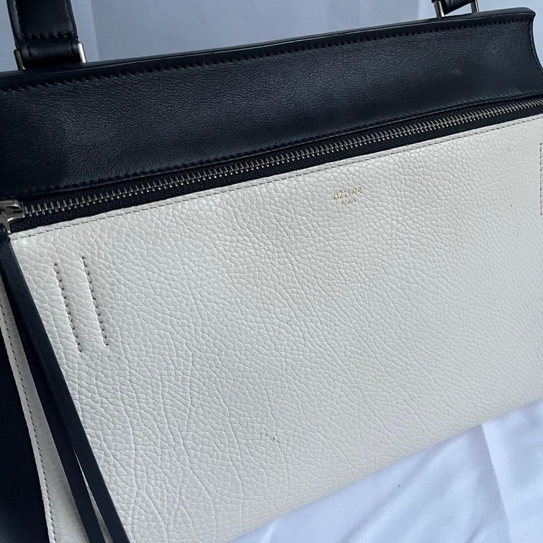 ✨極美品✨　CELINE エッジ　ハンドバッグ　バイカラー　レザー　ブラック